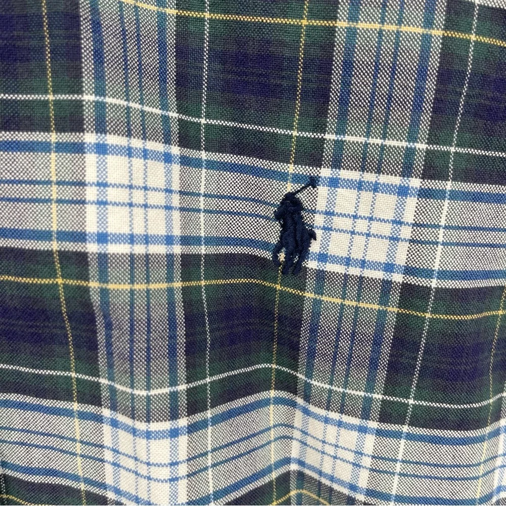 Ralph Lauren Blue Plaid Button Front Shirt Boys Size XL